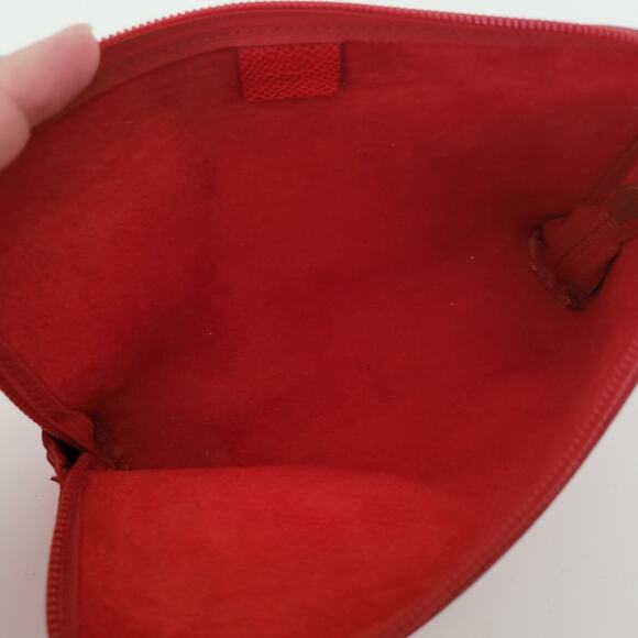 Furla 2 Piece Set Cases Red Leather Cosmetic Bags Pouch Small Good Condition - Picture 5 of 14